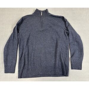 Fairlane 100% Merino Wool Sweater Womens Size XL Pullover Blue 1/4 Zip